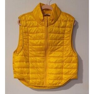 JoyLab Womens S Orange Quilted Puffer Vest Lightweight Zip Front Sleeveless